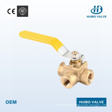 Long Steel Handle 3 Way Brass Ball Valve Factory